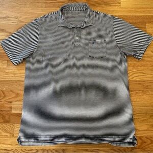 PETER MILLAR MEN'S TYBEE BLUE/WHITE STRIPE POLO - SIZE LARGE